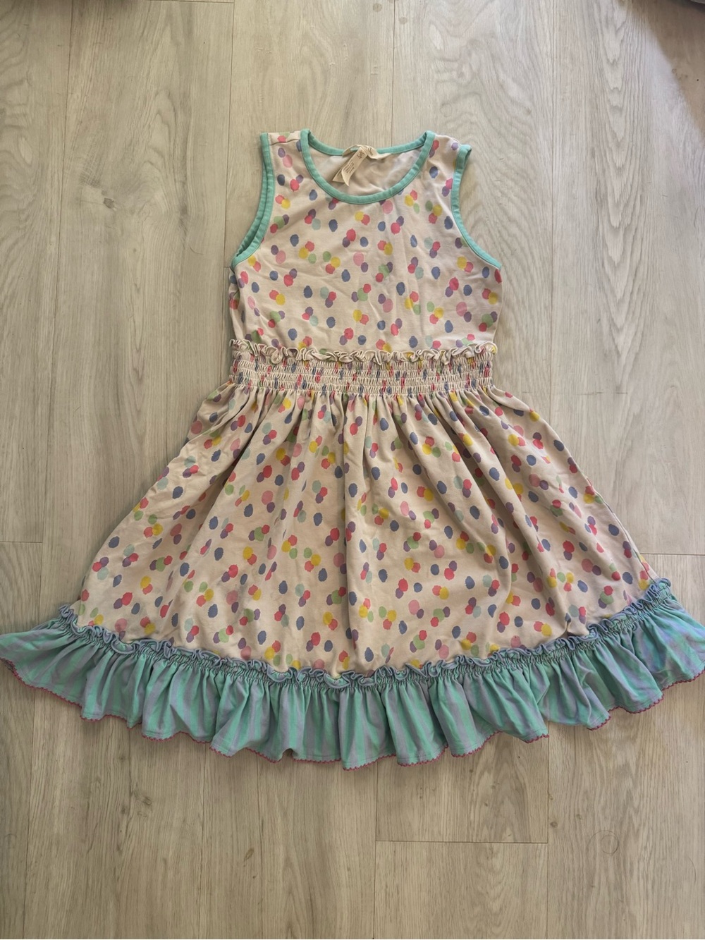 Matilda Jane Cream Polka Dot Dress with Mint Trim